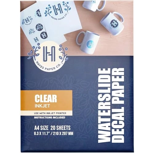 Tijdelijke aanbieding: Hayes Paper Co. Transparant Decal Papier (Waterslide) voor Inkjetprinters - 20 bedrukbare A4 vellen | Topkwaliteit transferpapier (Waterslide Decal) van 19.99 € naar 19.99 € (0.00% korting)
