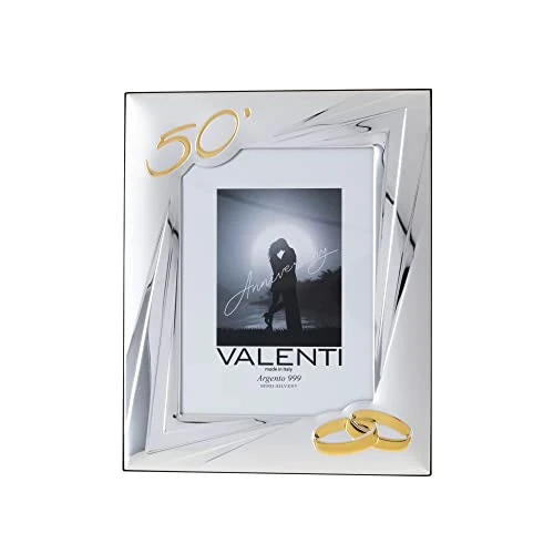 Offerta a tempo: Valenti&Co - Cornice Portafoto in Argento cm 18x24. Ideale Come Regalo per Nozze d'oro - 50 Anni di Matrimonio o per Il Cinquantesimo di parenti, Nonni o Mamma e papà. - 0.00% da 75.01 € a 75.01 €