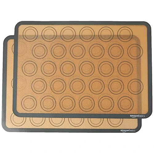 Amazon Basics Rechthoekige bakmat voor macarons siliconen bruin, zwart, 2 stuks, 29,5 x 41,9 cm