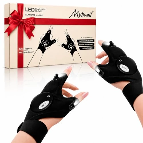 Offre limitée : Mylivell Gants Lampe de Poche LED, Outil Mains Libres Idée Cadeau pour Homme, Papa, Bricoleur, Pêche, Réparation Voiture, Camping, Travail de Nuit de 10.99 € à 10.99 € (0.00% de remise)