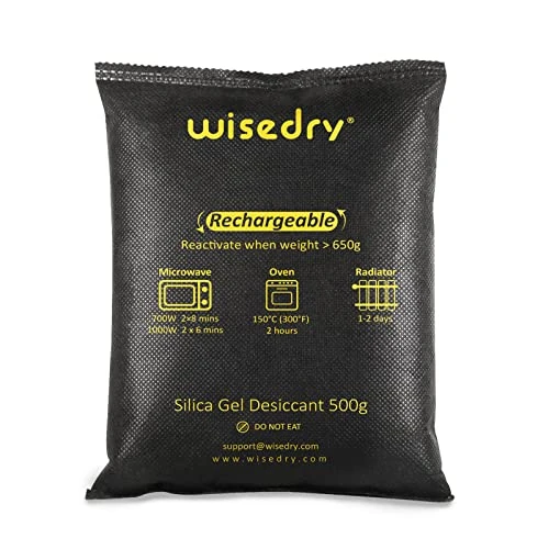 Oferta limitada: wisedry Paquetes de gel de sílice para deshumidificador, reutilizable, 1 kg [2 unidades de 500 gramos] bolsas desecantes reactivadas rápidamente para microondas, elimina el parabrisas húmedo y de 26.99 € a 20.70 € (ahorro 23%)