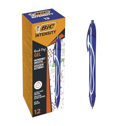 Offerta a tempo: BIC Intensity Quick Dry, Penne Gel Blu, Punta Media 0,7mm, Inchiostro Scorrevole e Asciugatura Ultra-Rapida, 12 Unità, Penne Blu, Cancelleria Scuola e Ufficio - 0.00% da 23.14 € a 23.14 €
