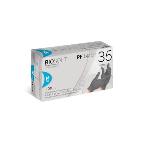 Glovely Gants d'examen, jetables en nitrile sans poudre, Noir L