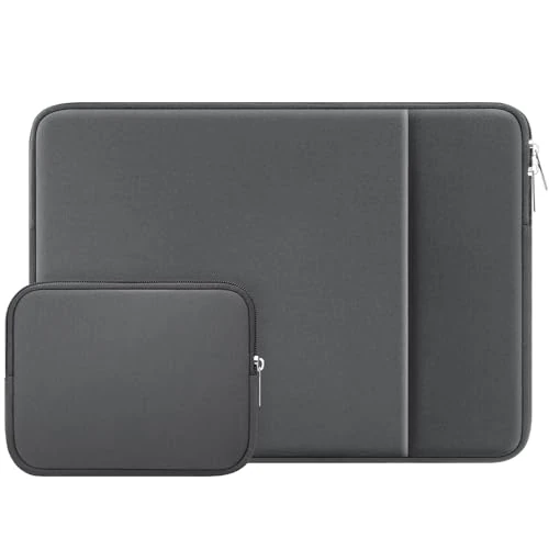 RAINYEAR 14-calowy pokrowiec na laptopa pokrowiec ochronny miękki wyściełany zamek błyskawiczny pokrowiec torba na komputer z przednią kieszenią i etui na akcesoria, kompatybilny z 14-calowym notebookiem Chromebook tablet ultrabook (szary)