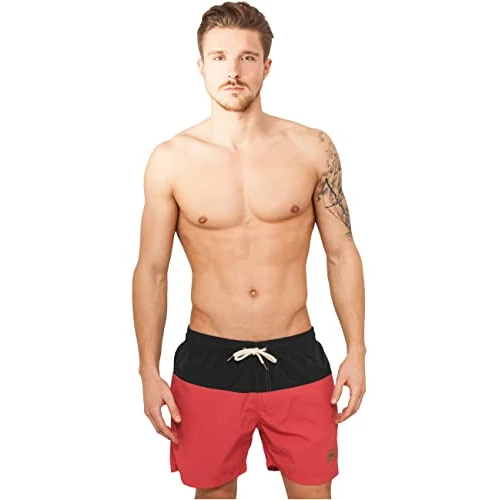 Offerta a tempo: Urban Classics Block Swim Shorts, Pantaloncini da Bagno, Uomo, Blk/Red, 4XL - 39% da 22.90 € a 13.99 €