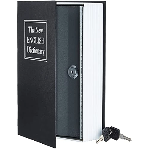 Offerta a tempo: Amazon Basics Cassetta portavalori a forma di libro, Serratura con chiave, Grande, Nero - 15% da 14.20 € a 12.07 €