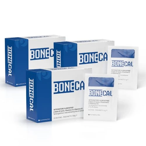 Offerta a tempo: Integratore di Calcio Algale 100% vegetale Aquamin®, Vitam. K2, D3 (1000 UI), Salute delle ossa-denti-muscoli, No glutine, Pharmanutra BONECAL 20BUST OFFERTA TRE CONFEZIONI — 10% da 59,99 € a 53,90 €