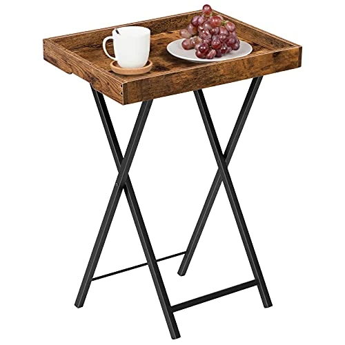 Offerta a tempo: HOOBRO Tavolino con Vassoio, Tavolino da Divano Pieghevole con Vassoio in Legno Rimovibile, Struttura in Acciaio, Tavolino da caffè, Stile Industriale Vintage,Marrone Vintage EBF29BZ01 - 46% da 42.99 € a 23.02 €