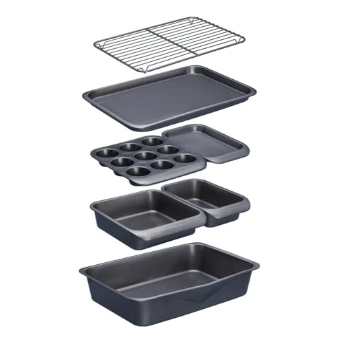 Limited-time offer: MasterClass Smart Space Stacking PTFE, PFOA and BPA Free Non-Stick Bakeware Set, 7 Piece Baking Trays, Gift Boxed, Grey from 63.99 GBP to 33.99 GBP (save 47%)