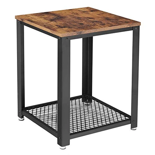Offerta a tempo: VASAGLE Tavolino a 2 Ripiani, Comodino con Ripiano a Rete, Struttura in Acciaio, Piedini regolabili, per Soggiorno, Camera da Letto, Stile Industriale, Marrone Vintage e Nero LET41X - 26% da 41.99 € a 30.99 €