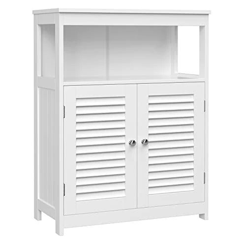 Offre limitée : VASAGLE Meuble de Salle de Bain, Meuble de Rangement, Commode, Placard, Armoire, avec Étagères Réglables, Étagère de Rangement avec 2 Portes, 30 x 60 x 80 cm, Blanc BBC40WT de 59.99 € à 44.99 € (25% de remise)