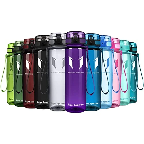 Super Sparrow Botella de Agua Deportiva - 500ml - Sin BPA (Transparente- Orquídea)