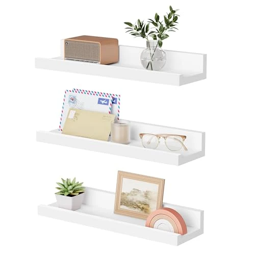 Offerta a tempo: SONGMICS CUSTOS Collezione - Mensole da Muro, Set da 3, Mensole da Parete, Larghezza di 38 cm, Mensole per Foto Decorazioni, Soggiorno Studio Bagno Cucina, Bianco LWS38WTV2 - 41% da 31.99 € a 18.99 €