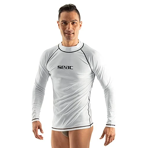 Limitiertes Angebot: Seac T-Sun Long Man, schützendes Rash Guard-Tauchshirt zum Schnorcheln und Schwimmen mit Sonnenschutz, weiß, S von 28.94 EUR auf 28.94 EUR (Spare 0%)