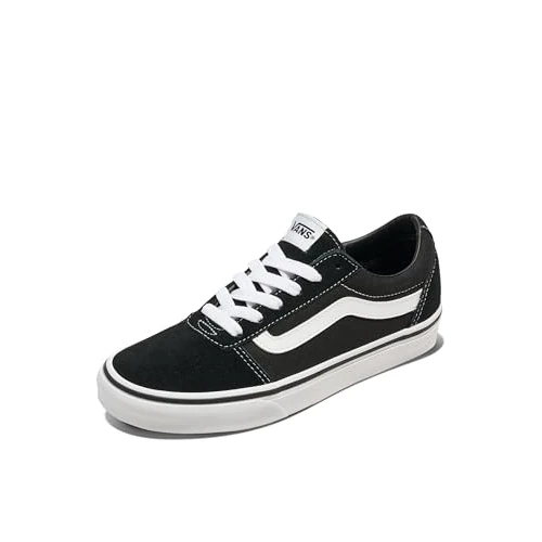 Vans Women's Ward Sneaker, Suede Canvas Black White, 3 UK