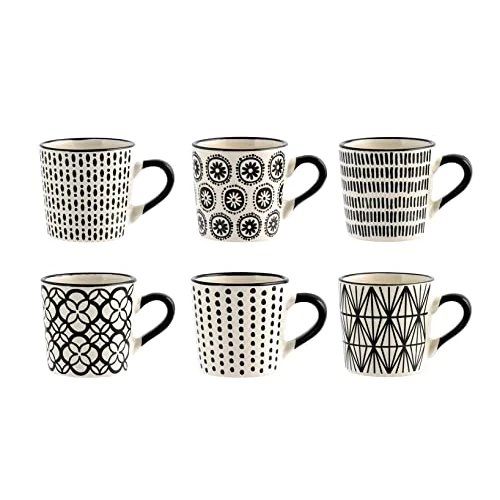 Limited offer: H&H H & H vhera Set 6 Coffee Cups, Stoneware, White/Black, 90 ml from 58.00 EUR to 58.00 EUR (save 0%)