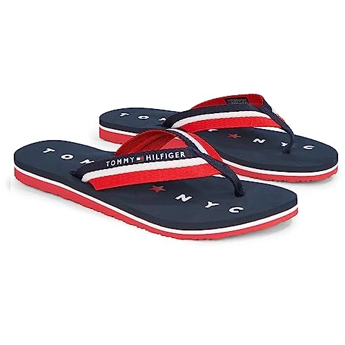 Limitiertes Angebot: Tommy Hilfiger Damen Flip Flops Tommy Loves NY Beach Sandal Badeschuhe, Blau (Midnight), 41 von 34.90 EUR auf 17.00 EUR (Spare 51%)