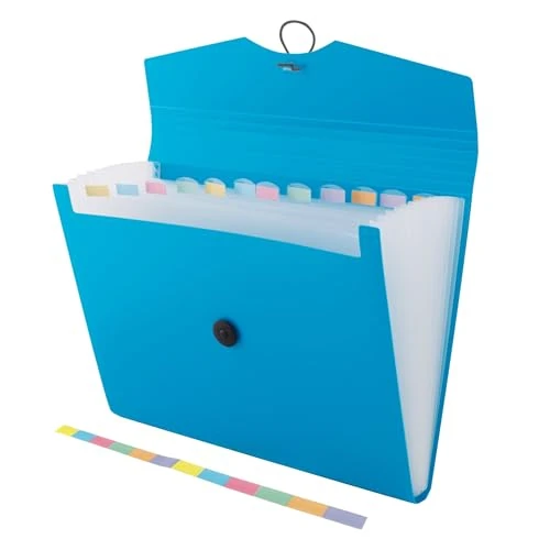 Offre limitée : D.RECT 5580 - Trieur Extensible 12 Poches A4 | Extensible Classeur Documents | Accordéon Classeur Pochettes Porte-documents, bleu de 10.94 € à 9.26 € (15% de remise)