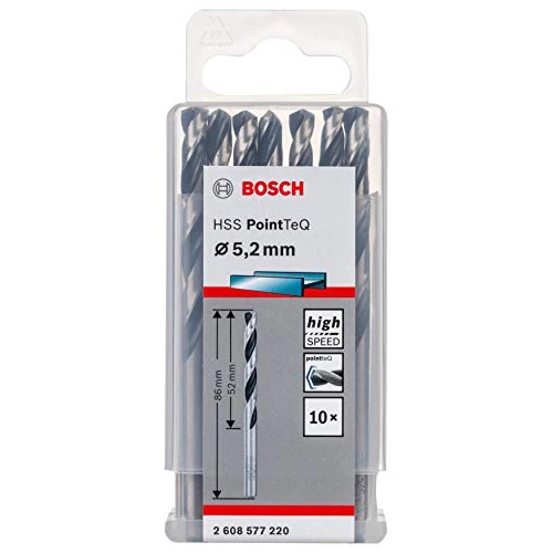 Bosch Professional 10 szt. HSS wiertło spiralne PointTeQ (do metalu, 5,2 x 52 x 86 mm, akcesoria wiertarko-wkrętarki)