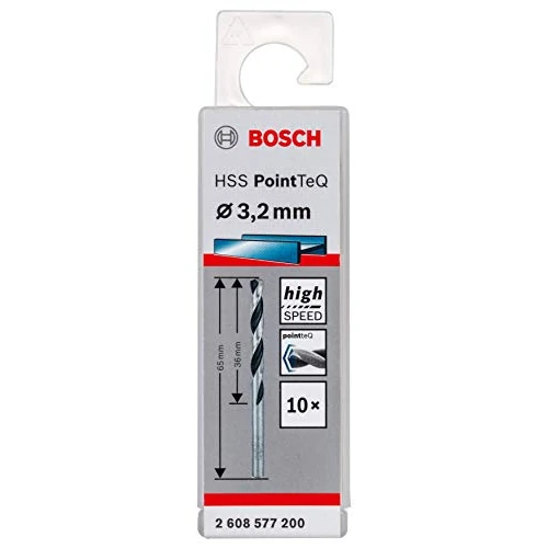Bosch Professional 10-Piece PointTeQ HSS Twist Drill Bit (for Metal, 3.2 x 36 x 65 mm, Drill Driver Accessories)