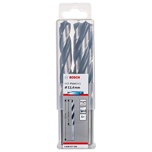 Bosch Professional 5-piece PointTeQ HSS Twist Drill Bit (for Metal, 12.4 x 101 x 151 mm, Drill Driver Accessories)