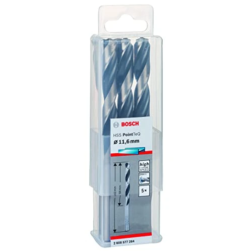 Offerta a tempo: Bosch Accessories 2608577284 HSS PointTeQ (11,6 x 94 x 142 mm) - Set da 5 Pezzi di Punte Elicoidali per Trapano per Metallo, Acciaio, Fusione o Plastica, Grigio (Argento), Ø 11.6 mm - 0.00% da 28.80 € a 28.80 €