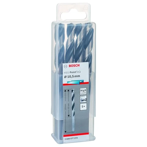 Bosch Professional 5x forets hélicoïdaux HSS PointTeQ (pour métal, 10,5 x 87 x 133 mm, accessoires pour perceuses-visseuses)