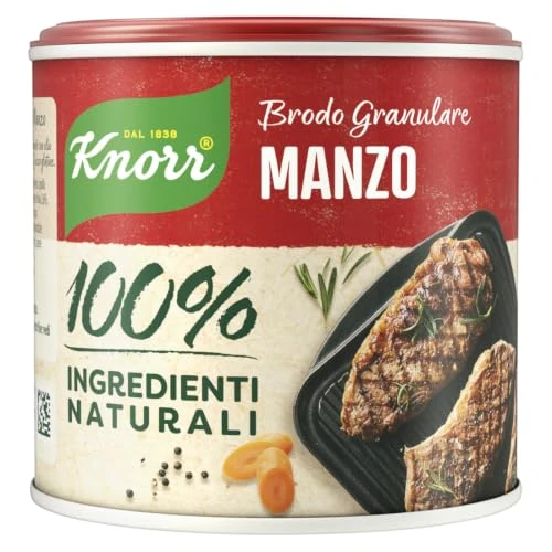 Offerta a tempo: Knorr Brodo Granulare Manzo 100% Ingredienti Naturali, 6x135g | Per brodi, risotti, zuppe e sughi; facile da dosare e ricco di gusto. Il segreto per dare più gusto ai tuoi piatti - 72% da 25.77 € a 7.10 €