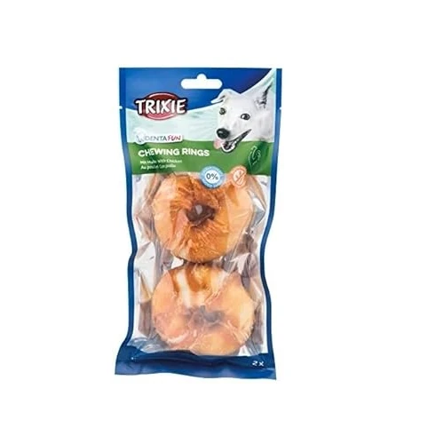 Offre limitée : TRIXIE Denta Fun anneaux à mâcher poulet – friandise dentaire pour chien – snack savoureux au poulet sans gluten – soutient l'hygiène bucco-dentaire – 2 pièces, ø 6 cm – 110 g de 5.49 € à 5.49 € (0.00% de remise)
