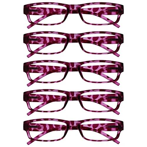 OPULIZE Occhiali Da Lettura Rosa Tartaruga Valore 5 Pacco Leggero Uomo Donna RRRRR32-4 +3,50