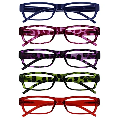 Limited-time offer: OPULIZE ACE Reading Glasses for Women Men, Lightweight Comfortable Narrow Rectangular Frame with Spring Hinges, Scratch Resistant, Blue Pink Purple Green Red +1.00 (Pack of 5) from 8.96 GBP to 8.96 GBP (save 0%)