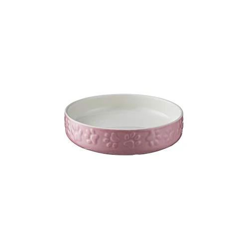 Mason Cash Colour Mix Pink Cat Saucer 13cm |200ml Durable Stoneware Pet Bowl for Food & Water Dishwasher, Freezer & Microwave Safe