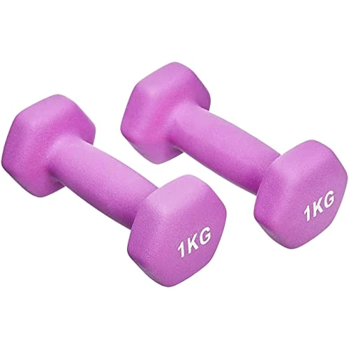 Offerta a tempo: Amazon Basics Coppia di manubri in neoprene, 2 x 1 kg, Viola - 0.00% da 9.20 € a 9.20 €