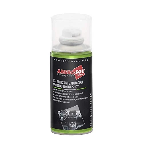Ambro-Sol A467 Hygiénisant Intérieur Jetable Spray, Neutralise les Odeurs Désagréables des Sièges, Tapis de Voiture, Rafraîchit l’Environnement, Aérosol en Fer Blanc Recyclable 150 ml