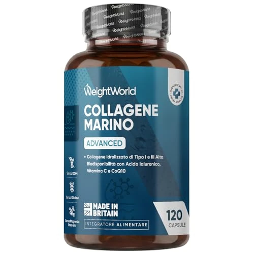 Offerta a tempo: Collagene Marino con Acido Ialuronico in Peptidi Titagen di Collagene Idrolizzato, Tipo I e III, Advanced, con Vitamina C, Coenzima Q10 e Zinco, Senza Magnesio Stearato né Glutine, Collagen da 1200mg - 5% da 16.49 € a 15.67 €