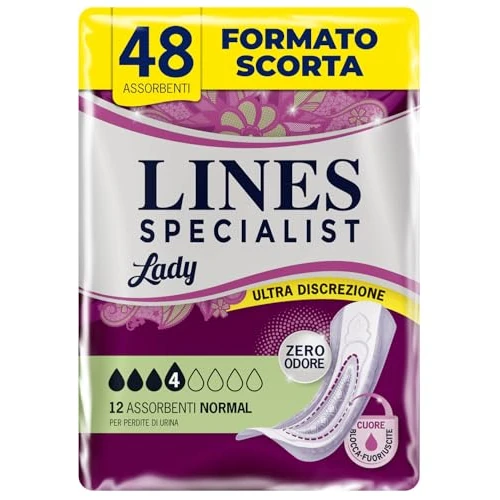 Offre limitee: LINES Absorbants pour incontinence à lumière normale SPECIALIST LADY, 4 paquets de 12 pièces, 48 unités de 15.52 EUR a 15.52 EUR (economie 0%)
