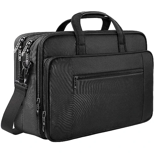 Offerta a tempo: Borsa per laptop 17 pollici, valigetta da lavoro grande per uomo donna borsa a tracolla impermeabile borsa a tracolla, borsa per computer multifunzione espandibile per laptop tablet notebook, nero - 14% da 45.99 € a 39.43 €