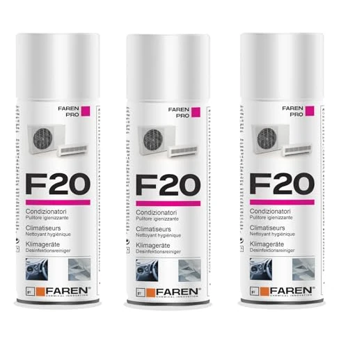 Faren - Limpiador higienizante, desinfectante F20 en aerosol, transparente, botella aerosol de 400 ml, cód. 79794, 3 unidades