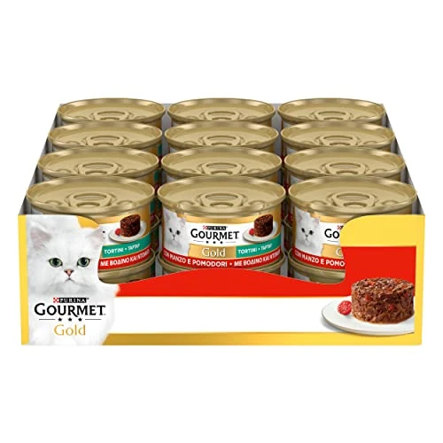 Tijdelijke aanbieding: Purina Gourmet gouden taartjes met vochtige groenten, katten met rundvlees en tomaat, 24 blikjes à 85 g van 21.34 € naar 21.34 € (0.00% korting)