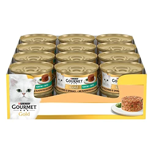 GOURMET Gold Wet Food for Adult Cats Turkey and Spinach 24 Cans of 85 g