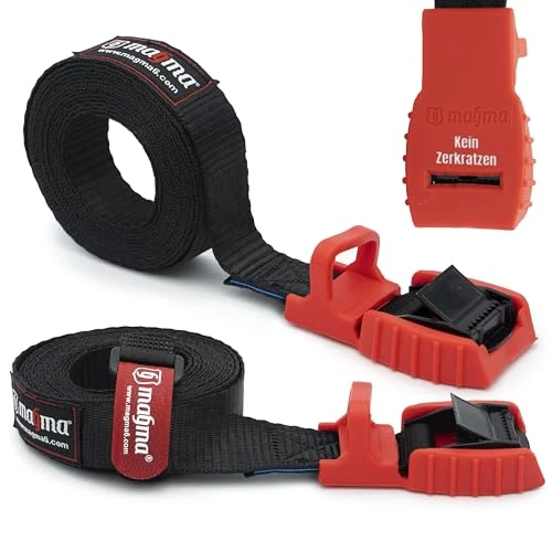 Offerta a tempo: MAGMA 2 Cinghie di Ancoraggio Cinghia per Fissaggio del Carico Bici Portapacchi, Kayak, Moto e Auto | Set di 2 Cinghie Regolabili e AntiGraffio per Assicurare Carichi Chiusura con Fibbia 3m Rosso - 0.00% da 15.99 € a 15.99 €