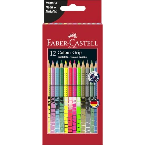 Oferta limitowana: FABER-CASTELL - zestaw kredek Colour Grip w kolorach specjalnych, 12 sztuk | Kredki dla dzieci i dorosłych w kolorach metalicznych, pastelowych i neonowych, o ergonomicznym trójkątnym kształcie z 34.17 zł na 34.17 zł (oszczędź 0.00%)