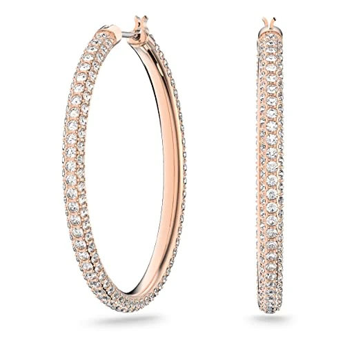 Offerta a tempo: Swarovski Orecchini a cerchio Stone, Pavé, Grandi, Bianchi, Placcato color oro rosa - 37% da 129.00 € a 81.74 €