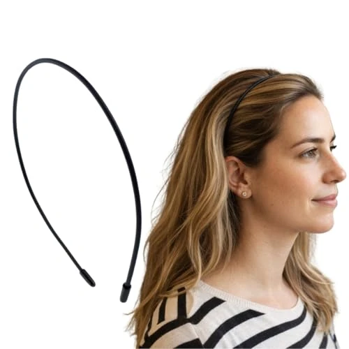 Zeitlich begrenztes Angebot: 06-309 - Schmaler Unisex-Haarreif aus Silikon, 0,2 cm x Durchmesser 13 cm - Haarreif für Damen und Herren Schwarz von 4.70 € auf 4.70 € (0.00% Rabatt)