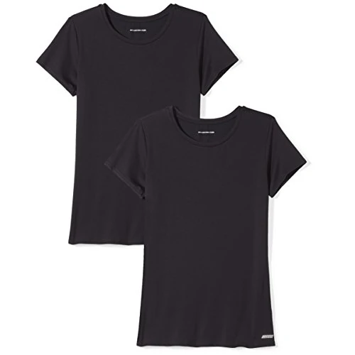 Limitiertes Angebot: Amazon Essentials Damen Active Quick Dry Tech Stretch Kurzarm-T-Shirt mit Rundhalsausschnitt (in Übergröße erhältlich), 2er-Pack, Schwarz, XS von 26.90 EUR auf 18.19 EUR (Spare 32%)