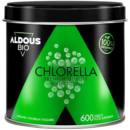 Clorella Detox - 600 Compresse - 3000 Dose Giornaliera - Integratore Drenante, Depurativo - Alga Clorella, Clorofilla - Energia, Antiossidante - Vegan - ALDOUS
