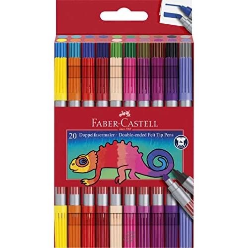 Offerta a tempo: FABER-CASTELL 151119 - Set di pennarelli 20 pezzi, pennarelli a doppia punta per bambini e adulti - 0.00% da 8.99 € a 8.99 €