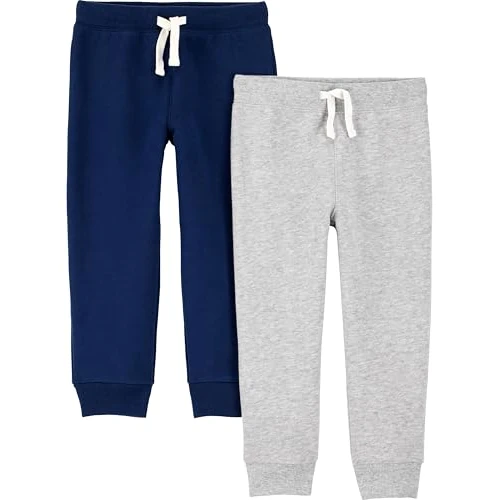 Simple Joys by Carter's Pantaloni Pull-On in Pile Bambini e Ragazzi, Pacco da 2, Blu Marino/Grigio Puntinato, 2 anni