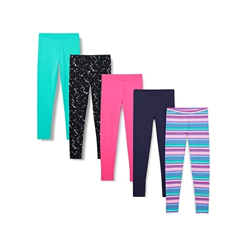 Offerta a tempo: Amazon Essentials Leggings Bambine e Ragazze, Pacco da 5, Blu Marino/Nero Stelle/Righe/Rosa/Verde Acqua, 8-9 anni - 0.00% da 20.90 € a 20.90 €
