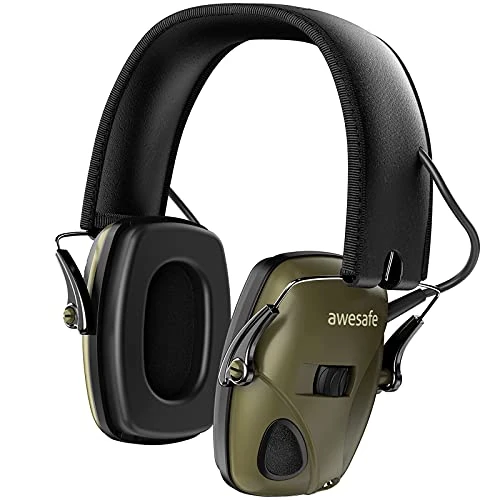 Offerta a tempo: AWESAFE Cuffie Poligono Tiro Elettroniche Ancuffie Antirumore, Fascia Morbida Regolabile, Amplificazione Del Suono per La Caccia - 8.51% da 46.98 € a 42.98 €